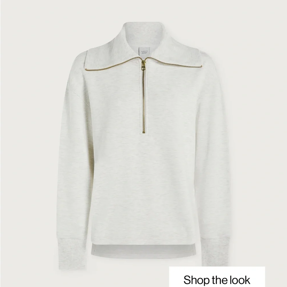 Varley Larson Ivory Marl Half-Zip Sweater - Picture 6 of 16